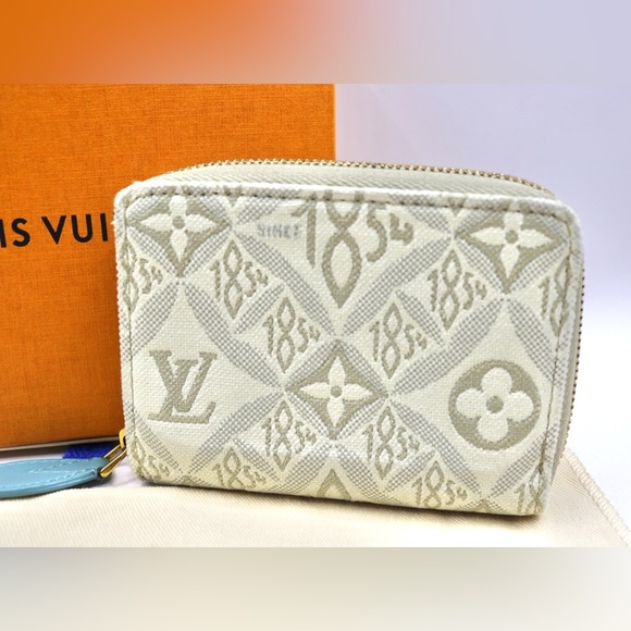 Louis Vuitton Beige White Jacquard Since 1854 Zippy Coin Purse - Picture 2 of 9
